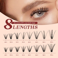 Higu clace 320PCS Lash Clusters D Curl 30D+40D 0.07mm 9-16mm DIY Individual Lashes Cluster Wispy Lash Clusters Matte Black Natural Look DIY Eyelashes at Home (30D+40D-0.07D-9-16MIX)