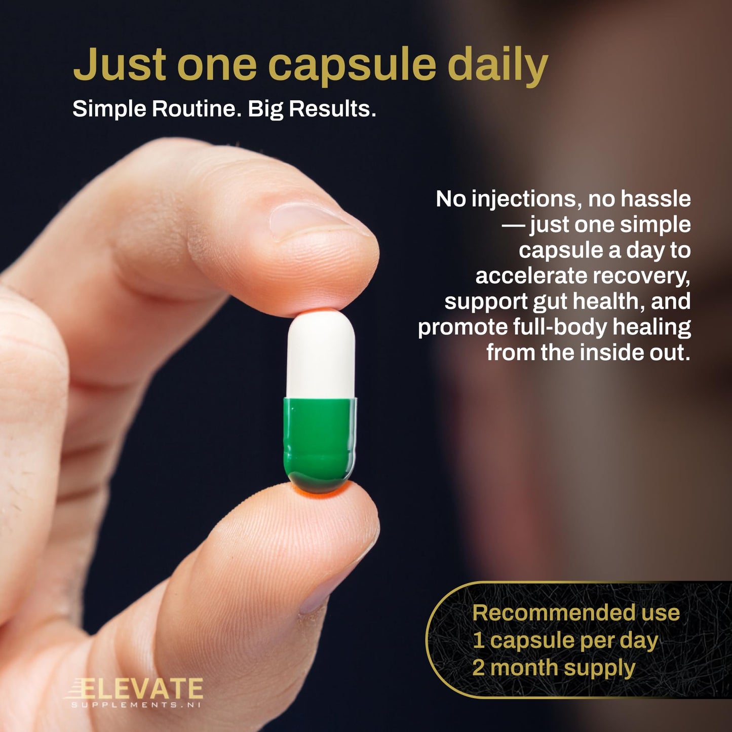 Elevate Supplements BPC 157 ARG, 60 Capsules | Accelerated Muscle & Tissue Recovery Peptide Supplement | Boosts Tendon, Ligament & Nerve Healing with No Injections | Supports Gut, Organ & Skin Health