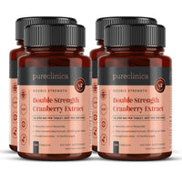 Pureclinica Double Strength Cranberry Extract 10,000mg x 180 Ultra Concentrated Tablets x 720 Tablets (4 Bottles of 180) – 2 Year Supply
