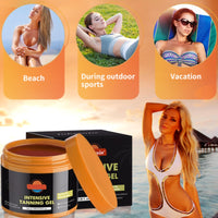 Cureluxe Intensive Tanning Gel - Premium Sunbed Tanning Accelerator Cream - Tan Accelerator with Coconut Oil and Vitamin A & E - Self Tanner Oil for Easy Application - Achieve Natural & Fast Tanning