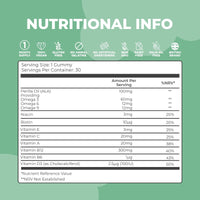 Kids Omega 3, 6 & 9 Gummies – Sugar-Free, Vegan & Gluten-Free | Plant-Based Omega with 8 Essential Vitamins | Chewable, Tasty Alternative to Fish Oil | 1 Month Supply