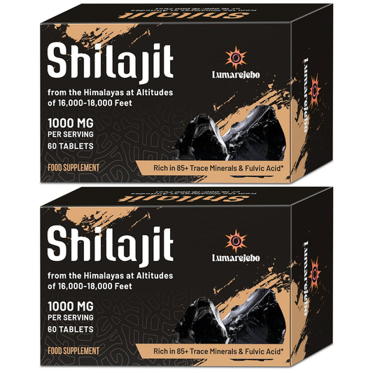 Lumarejebo Shilajit Tablets 30,000mg, 100% Pure Himalayan Shilajit Tablets (1000mg Per Serving), Rich in 85+ Trace Minerals & 60% Fulvic Acid, for Energy and Immune Support (120 Tablets)