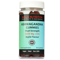 Ashwagandha Gummies 3000Mg & B6 2.8MG High-Strength Botanical Extract I Natural Apple Flavor I Stress Reduction, Supporting Psychological Function&Sleep.One-Month Supply by Aclla Nutrition.