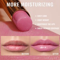 Oulac Warm Pink Lipstick - Moisture Shine Hydrating Lipstick & Tinted Lip Balm for Dry Lips, Medium Coverage Lip Colour | Juicy Look, Glossy Finish, Vegan, Cruelty-Free, First Love (07)