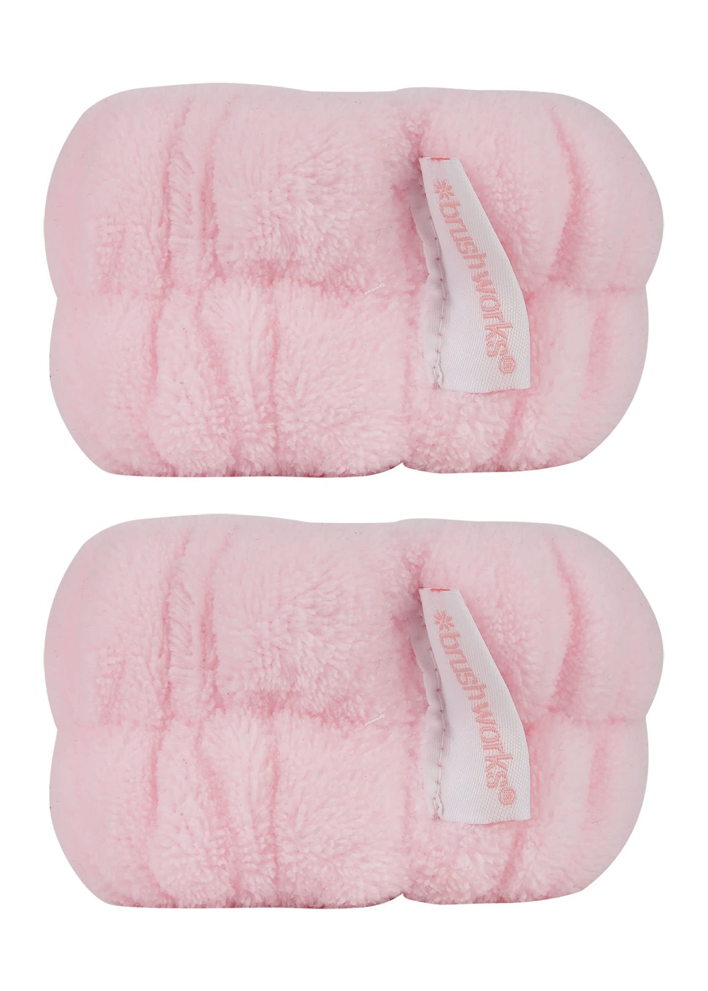 Brushworks Microfibre Wrist Wash Bands (Pink) – Reusable, Soft & Absorbent Face Washing Wristbands for Mess-Free Skincare Routine