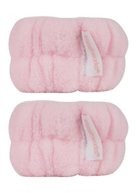 Brushworks Microfibre Wrist Wash Bands (Pink) – Reusable, Soft & Absorbent Face Washing Wristbands for Mess-Free Skincare Routine