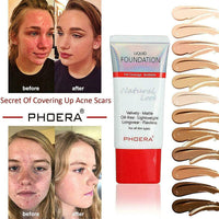ONEKLIK Phoera Foundation Full Coverage Foundation Soft Matte Liquid Foundation Makeup Flawless Cream Smooth Waterproof Lightweight 24HR Long Lasting New Formula Tube Pack (104A Natural Beige)