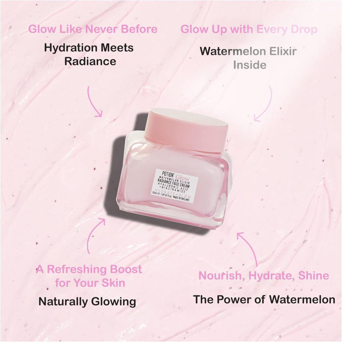 Katsy Style Watermelon Elixir Radiance Face Cream -50ml Hydrating Moisturizer with Hyaluronic Acid and Niacinamide for Glowing Skin Lightweight Fast Absorbing Daily Face Cream