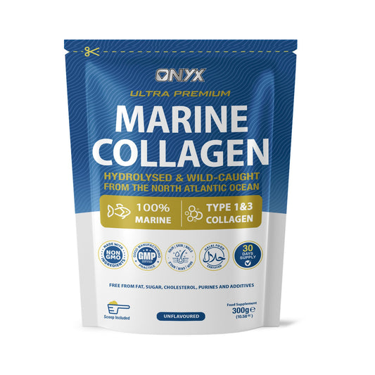 Onyx Marine Collagen Powder 10000mg (Type I & III) | Wild-Caught Arctic Cod | Collagen Supplements for Women & Men | Skin, Hair, Muscles, Joints, Bones (300 Grams [30 Servings])