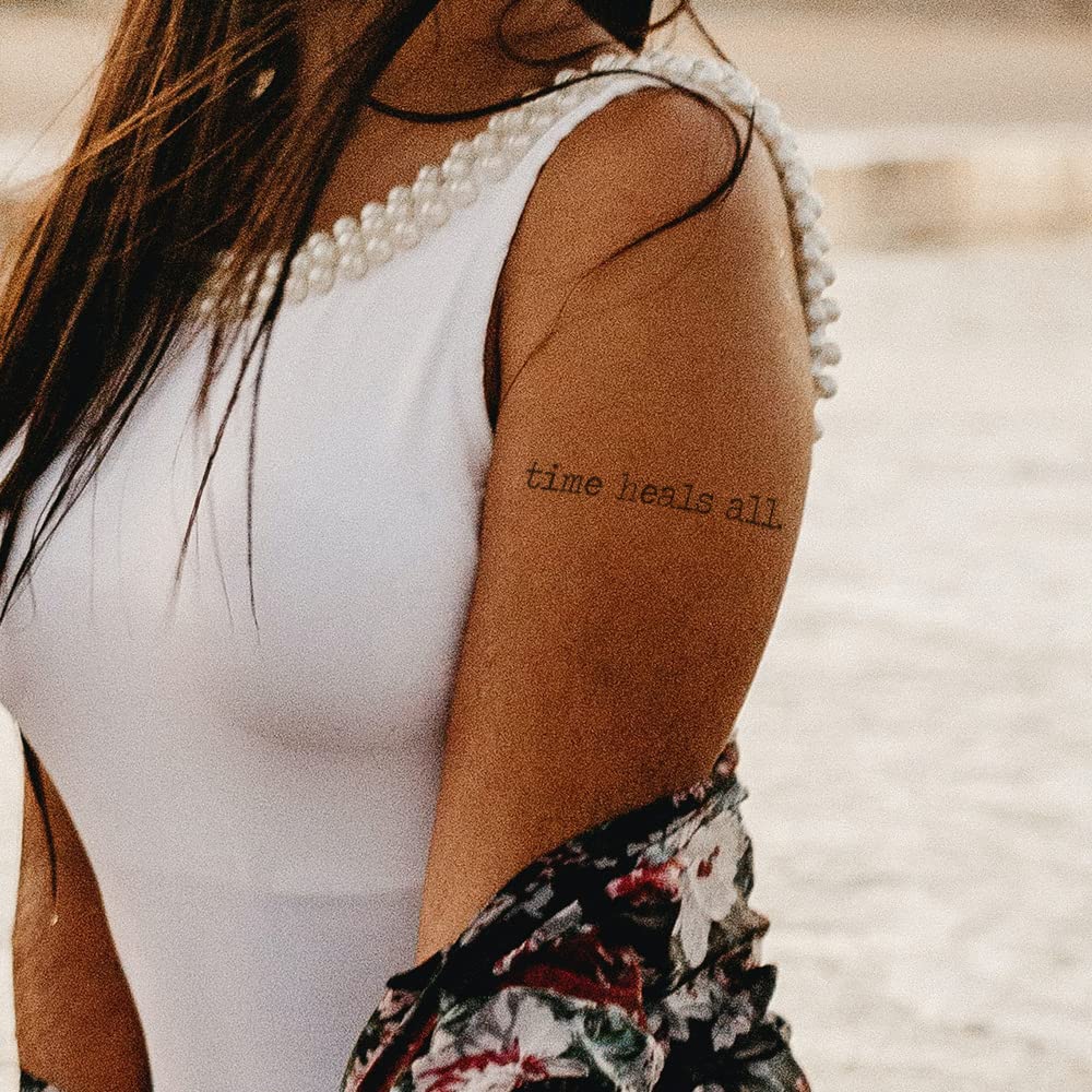 Everjoy Realistic Inspirational Quotes Words Temporary Tattoos - 20 Individual Line Pcs Waterproof Tattoos for Women and Men