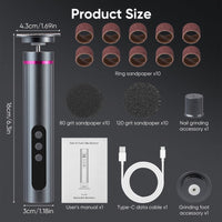 VIHBRAI 2-in-1 Electric Foot Callus Remover & Nail File 9-Speed LCD Pedicure Kit with 13000 RPM 2400mAh Dual Rotation (P/F/R) 3 Sanding Heads & Toe Grinder Hard Skin Remover for Feet & Nails