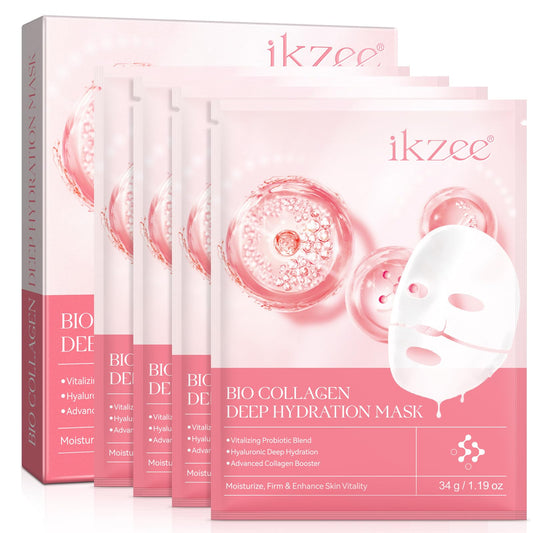 CiAIplw Bio Collagen Deep Hydration Mask, Anti Aging and Rejuvinating Sheets for Fine Lines & Wrinkles, Soothing & Hydrating Overnight Hydrogel Mask, Pore Minimizing, Elasticity Improvement, 4pcs