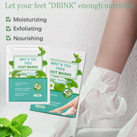 5 Pairs Mint & Tea Tree Foot Peel Mask – Exfoliating Foot Mask for Dry, Cracked Heels – Foot Care Socks for Women & Men - Softens Hard Skin & Hydrates for a Pampering Effect