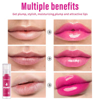 LYNTYAOU Pink Plumping Lip Gloss, Hot Pink Moisturizing Glossy Lip Oil Tinted, Hydrating Lip Balm Clear Lipgloss Makeup, Glitter Shimmer Makeup Tint Moisturizer Lipgloss Plumper for Women