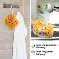 Maxmoc Natural Sponge,2 Pcs Bath Sponges Honeycomb,Larger Shower Sea Sponge for Women Men,Exfoliating Deep Cleansing,Ultra-Soft for Sensitive Dry Skin (Yellow)