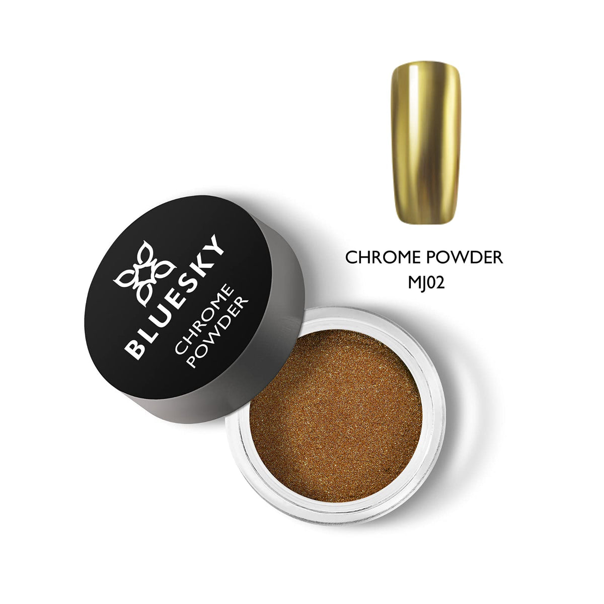 BLUESKY Bluesky Chrome Nail Powder Kit With Applicator Brush Metallic Gel Nail Art Gold 5g