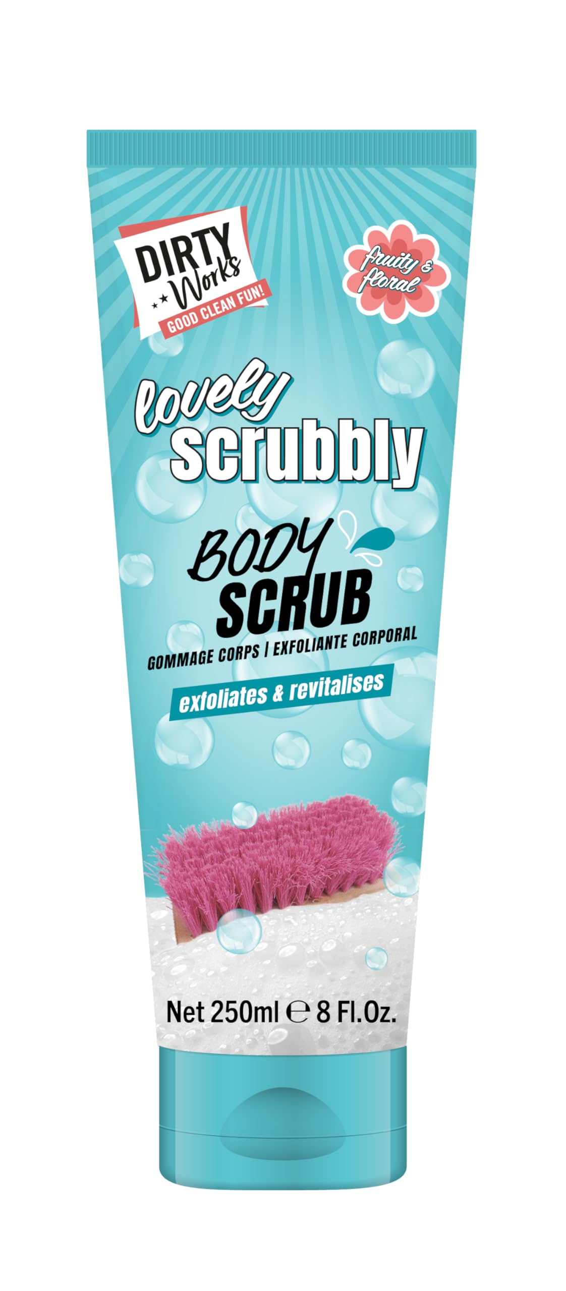 Dirty Works Lovely Scrubbly Body Scrub - Exfoliating Sugar & Fruit Acids for Smooth, Revived Skin - 250ml - Signature Collection - Gentle Polish & Brighten