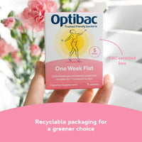 OptiBac Optibac Probiotics One Week Flat - Vegan Digestive Probiotic Supplement Suitable for Bloating with 5 Billion Bacterial Cultures - 2 Week Supply, 14 Sachets
