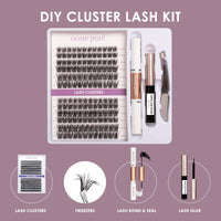 ocean pearl Ocean Pearl Cluster Lashes Kit 144PCS Individual Eyelashes 10-16mm DIY Lash Extension Kit with Strong Hold Eyelash Glue Natural Lash Clusters D Curl Eyelash Extension Kit with Bond and Glue-DM28