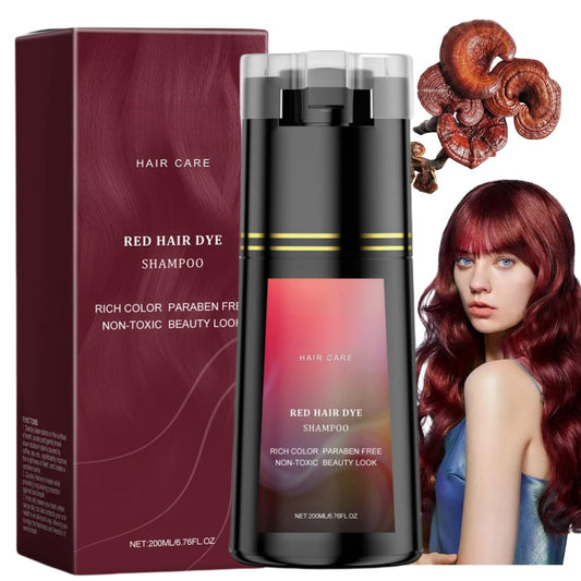 SingHao Polar Hair Dye Shampoo,3 in 1 Instant H/air D/ye Sha/mpoo,Ha/ir Care Instant Dy/e Sham/poo,Nova Hai/r D/ye Shampoo,Red Brown Ha/ir Dye,Permanent Gray H/air Coverage,Hai/r Color Sham/poo for Hair#Red
