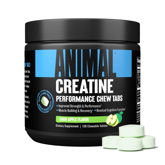 Animal Creatine Chews Tablets - Enhanced Creatine Monohydrate with AstraGin to Improve Absorption, Sea Salt for Added Pumps, Delicious and Convenient Chewable Tablets - Green Apple - 120 Count