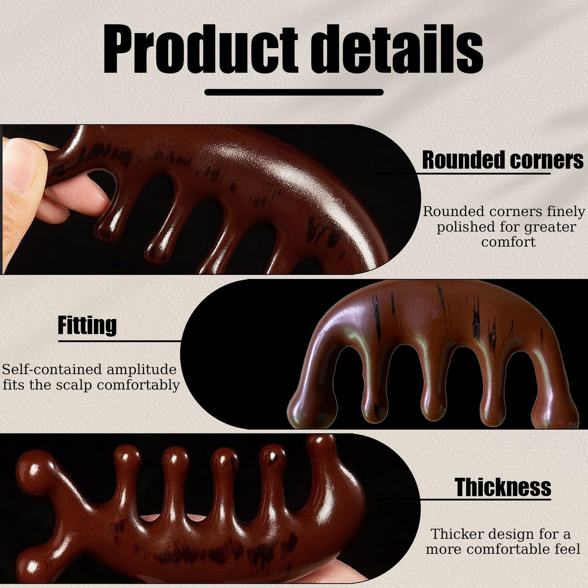 Huakaile 2 Pcs Wooden Scalp Massage comb, Natural Gua Sha Hair Comb Brush, Wide Tooth Wood Scalp Massager Comb for Hair Growth Women Men Meridians Head Face Neck stimulator (2)