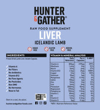 Hunter & Gather Nose to Tail - 180 Liver Capsules | Wild, Grass Fed Icelandic Lamb Ancestral Inspired Supplements| Raw Freeze-Dried Lamb | No GMO Feeds, Antibiotics Or Hormones