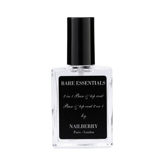 Nailberry Bare Essentials 2 in 1 Base and Top Coat 15 ml | Adhering Base Coat & High Shine Top Coat | Protects against Fading and Discolouration