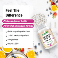 Cheroline Binder Detox Capsules 1500mg, with Activated Charcoal for Toxins, 12 in 1 Liver Gut Detox for Digestive & Bloating Relief, 90 Vegan Capsules (90 Count (Pack of 4))