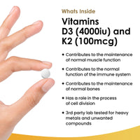 Vitamin D3 K2 - Vitamin D3 4000iu & Vitamin K2 100ug (MK7) 4 Months Supply, Supports Immunity, Calcium Absorption and Bone Health, Non-GMO, UK Made by New Leaf 365 Micro Small Vegetarian Tablets,
