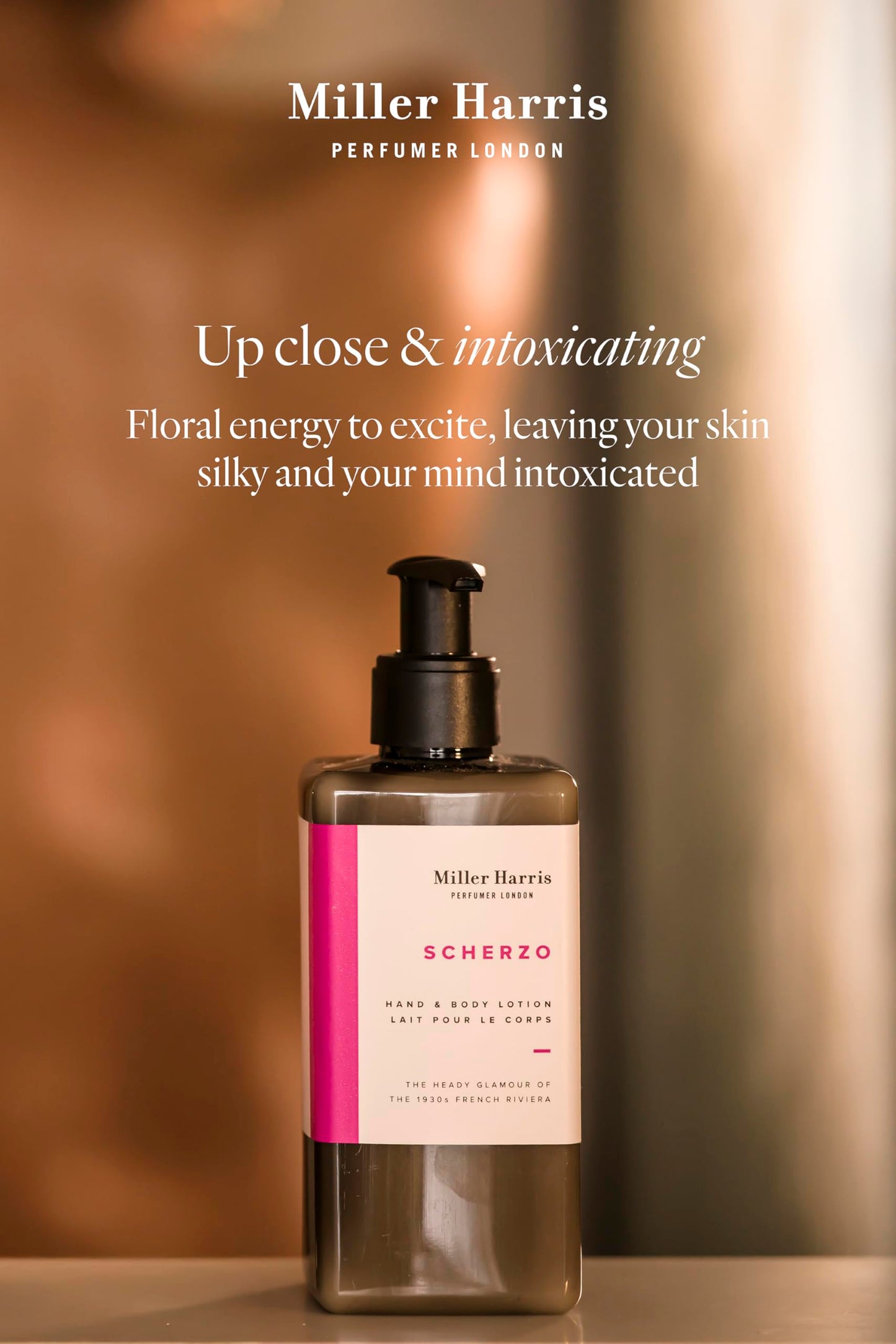 Miller Harris Scherzo Hand and Body Lotion 300ml – Shea Butter, Argan Oil, Glycerin, Aloe Vera & Vitamin B5 | Bold & Vibrant Scent for Nourishing Skin