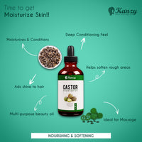 KANZY HAIR AND BEAUTY Kanzy Castor Oil for Eyelashes and Eyebrows 100ml Cold Pressed Castor Oil for Hair Growth 100% Natural and Pure Oil with Brushes For Hair, Beard, Nails and Skin