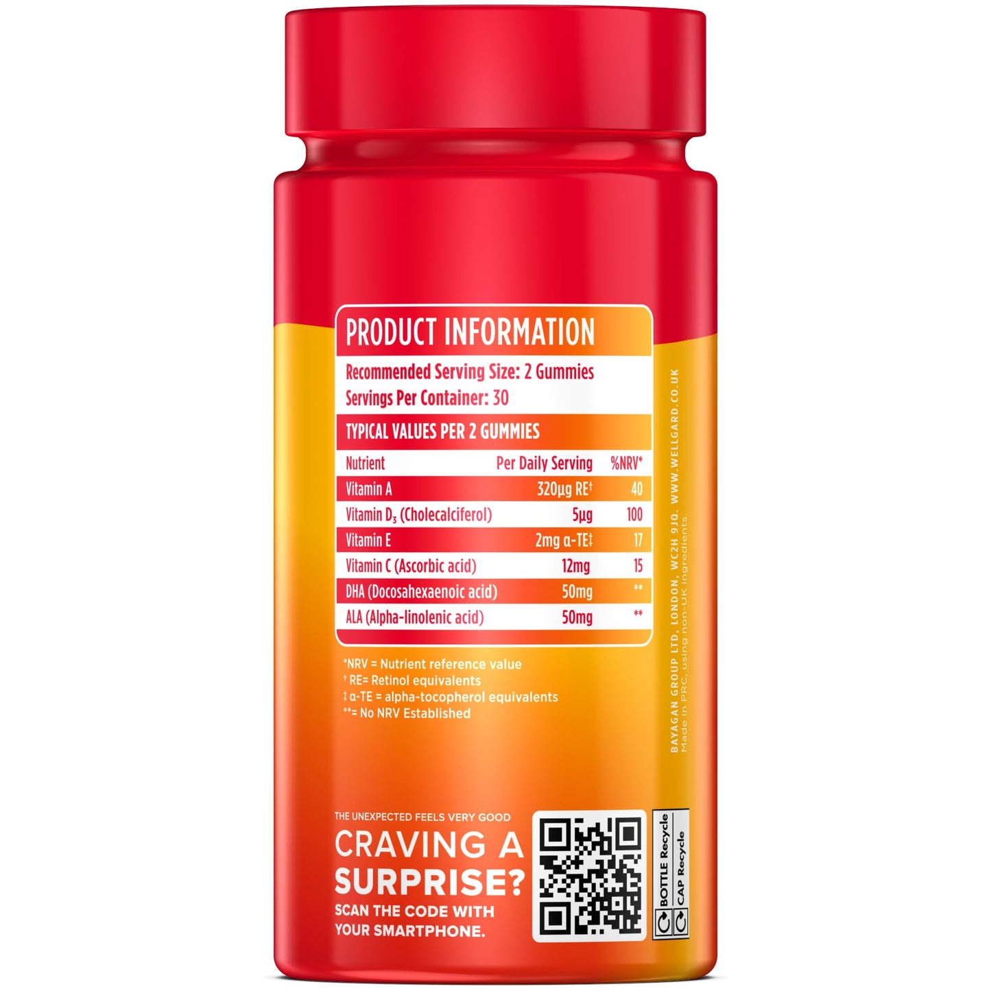 Wellgard Vegan Omega 3 Gummies by Wellgard - Chewable Algae-Derived DHA & ALA, Omega 3 Supplements, Allergen-Free, Natural Flavour, Formulated in UK