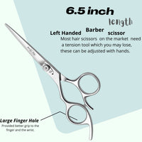 wish beauty,the royal elegance Wishbeauty Professional Left Handed Hairdressing Scissors, 6.5” Silver Offset