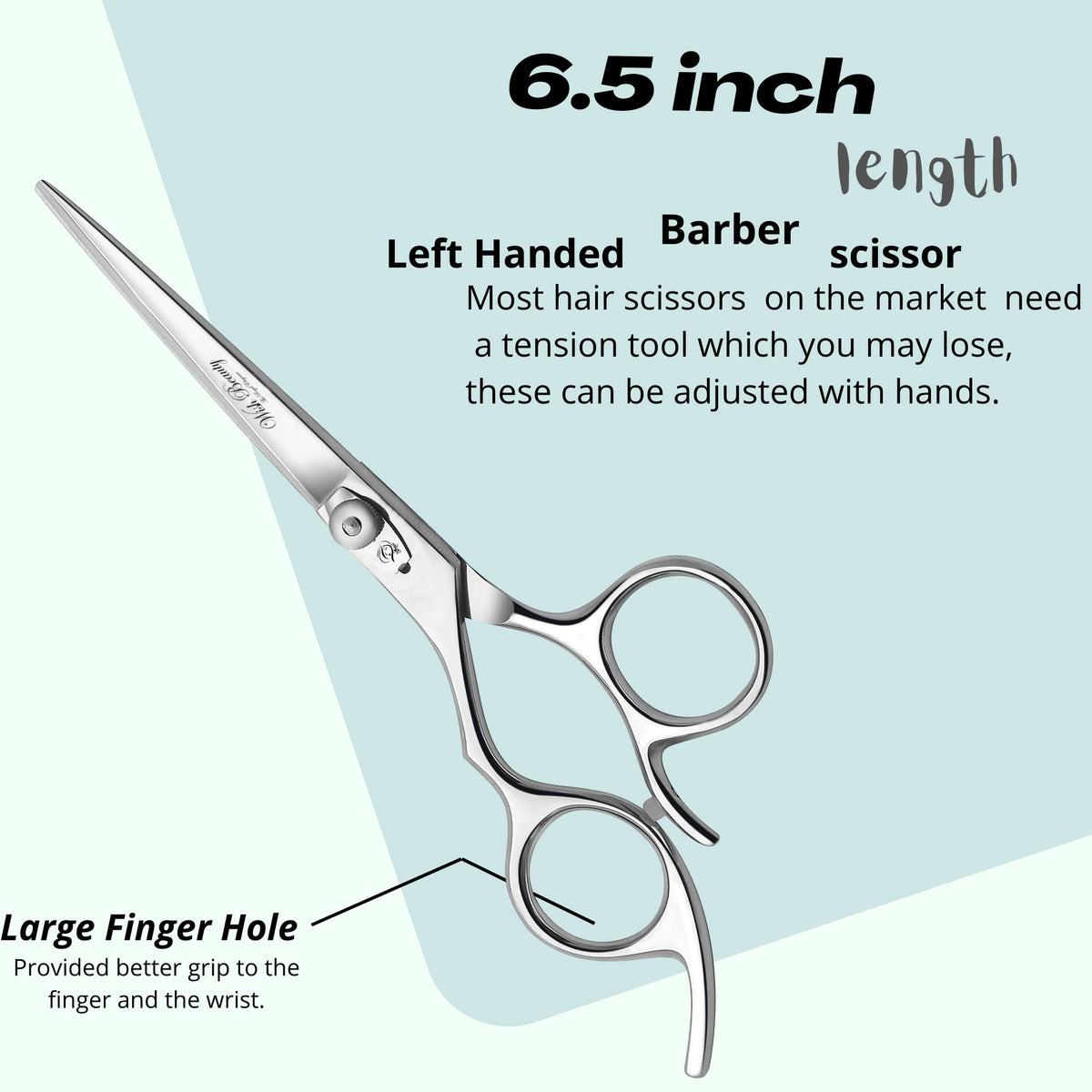wish beauty,the royal elegance Left Handed Hairdressing Scissors Hair Scissor, Wishbeauty Professional Sharp Left Hand Barber Scissors 6.5” Lefty Hair Cutting Scissors, Hairdresser Scissors Salon Haircut Scissors Hair (Silver)