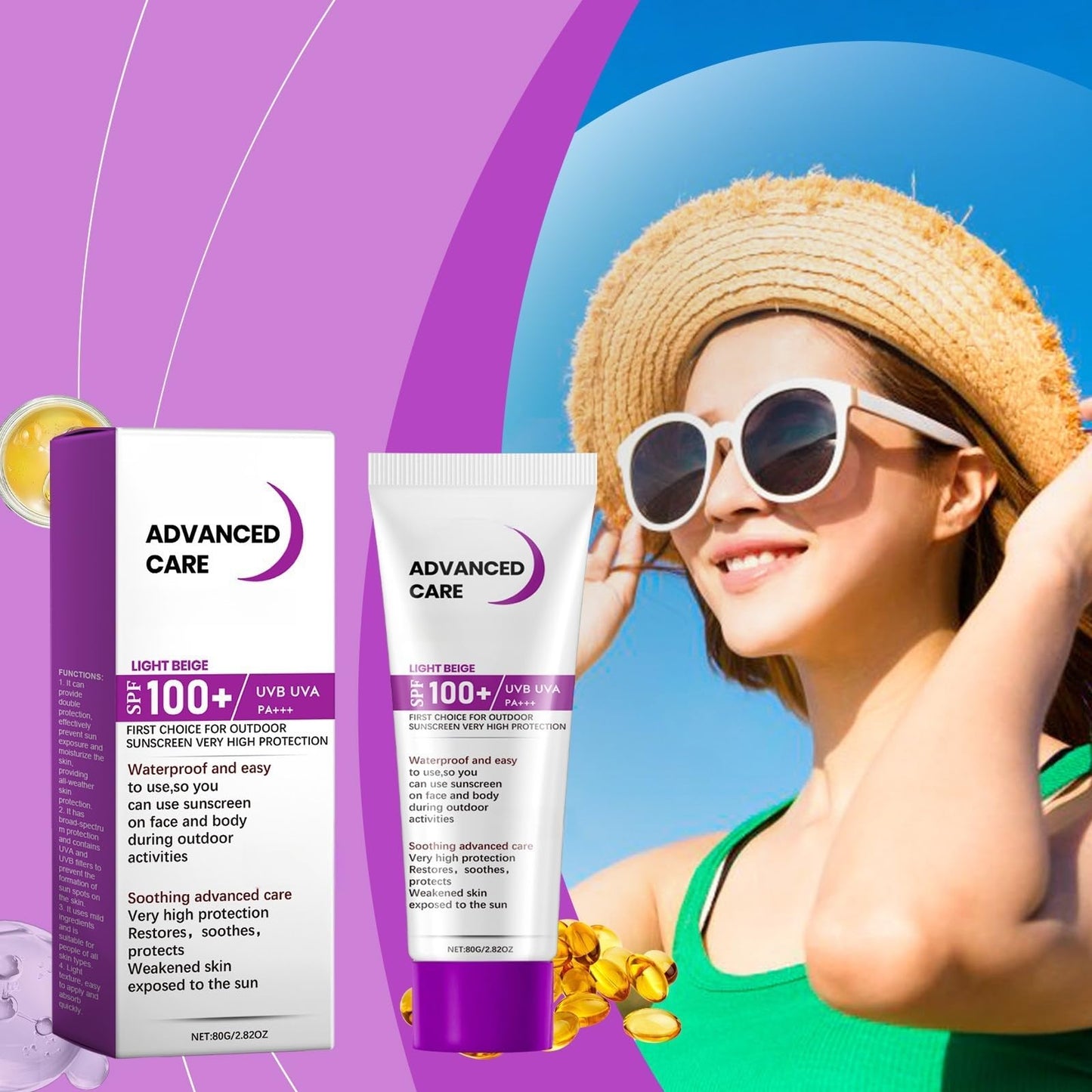 80ML Sunscreen SPF 100+,Sun Cream SP/F 100 PA+++,100 SPF Su/nscreen,Face Sunscr/een Factor 100,Waterproof Moisturiser with S/pf 100,Ultra Light UV Protetion Face Sunscre/en,Face&Body Sunblock
