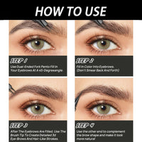 FresFresi 2-in-1 Dual-Ended Microblading Eyebrow Pen - Waterproof with Micro-Fork-Tip & Precise Brush-Tip - Long-lasting Brow Pencil for Natural Looking Brows in Brown Shade (Brown)