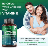 Vitamin E Capsules Softgels 400IU (Advised Intake) - 180 Vit E Softgels (6 Month Supply) - High Strength Vitamin E Oil Capsule - Hair Nail Skin Supplement - Natural Alpha Tocopheryl (Not Vit E Tablet)