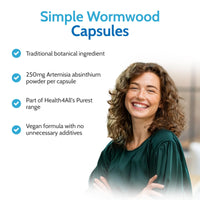 Health4All Wormwood 250mg 90 Vegan Capsules, Purest Artemisia Absinthium Powder