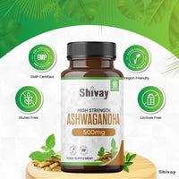 Ashwagandha 1000mg per Serving | 90 Capsules | 45 Day Supply | Vegan Capsules | Pure High Strength Ashwagandha Root Extract Supplement by Shivay Herbals