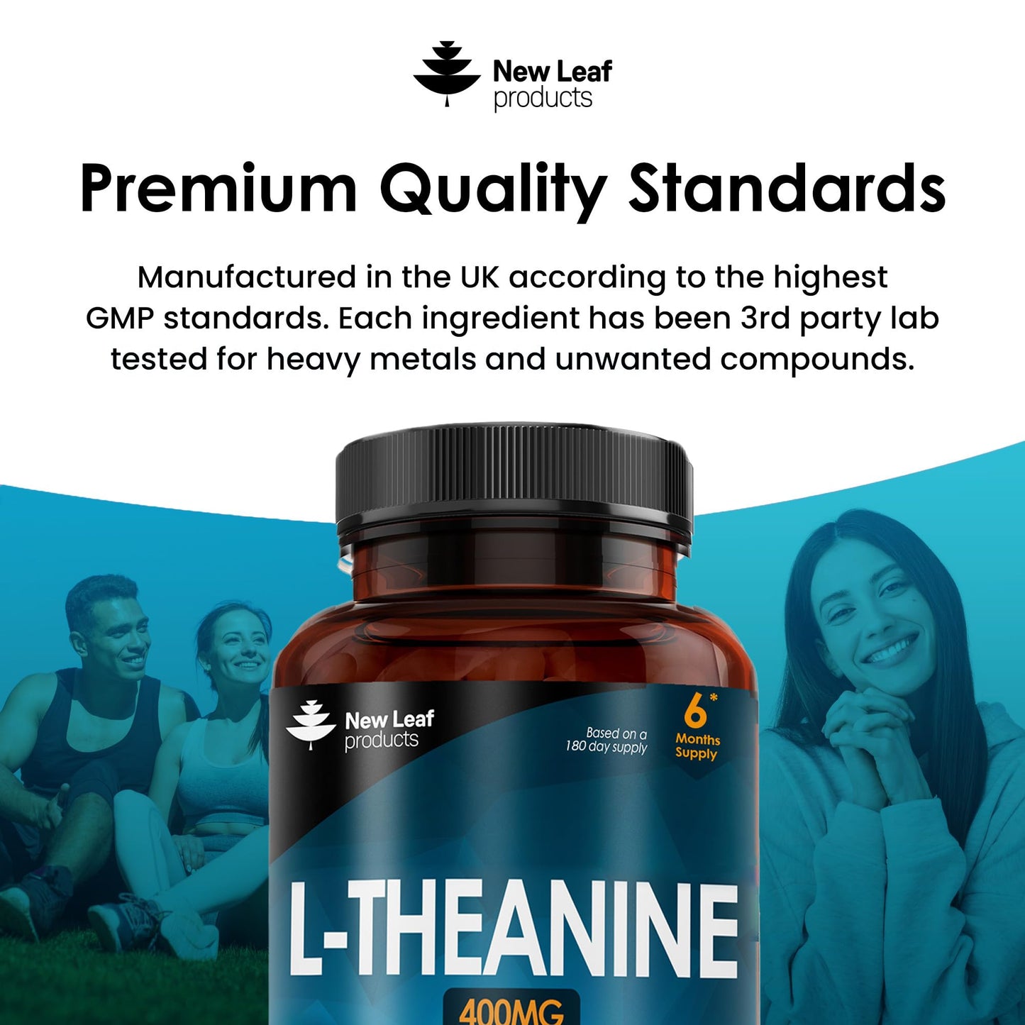L Theanine Enriched with Vitamin B6 - High Strength L Theanine 400mg Natural Nootropics from Green Tea - 360 Vegan L-Theanine Capsules - Made in The UK Theanine Supplements by New Leaf