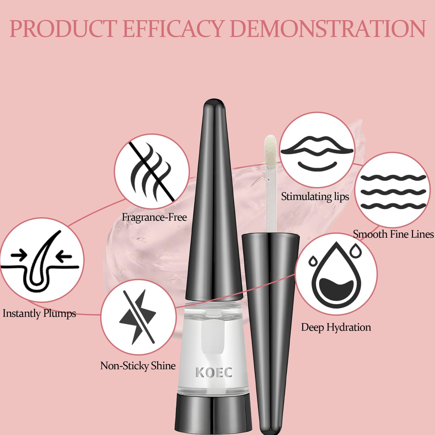 EneriWell Angel Silk Lip Plumper Gloss|Instant Extreme Lip Filler Booster with Hyaluronic Acid & Jojoba Oil|Non-Sticky Volumizing Serum for Ultra-Hydrating Moisture|Glass Shine, Fuller Lips,Hydrating Lip Care