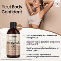 Fenugreek Oil 100ml - Pure Cold Pressed Fenugreek Extract Oil For Skin, Body, Nails & Hair - Fenugreek Essential Oil For Beard growth, Hair Growth & Toned Skin - Vegan Friendly - For Both Women & Men