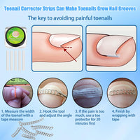 Professional Ingrown Toenail Treatment Kit, Podiatry Tools with Corrector Braces,Nail File and Lifter,Pain Relief Patches,Curved Toenail Corrector for Women Men