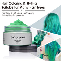 MOFAJANG Hair Colour Wax, 120g Temporary Coloured Hair Paint Wax, Easy Washable Colour Change Hair Dye for Kids,Women,Men(Green)