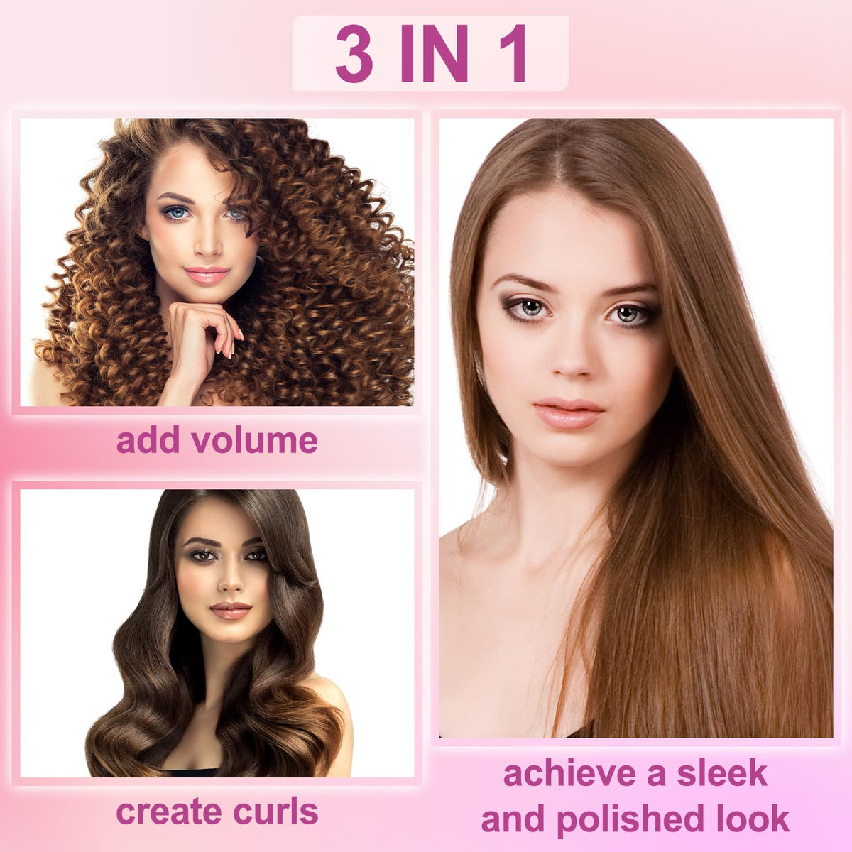 ZEPHBLOW Large Round Brush Compatible with Dyson Airwrap Attachments, Bigger Oval Round Volumizing Brush Compatible with Air Wrap, Shiny Voluminous Styles, Rose