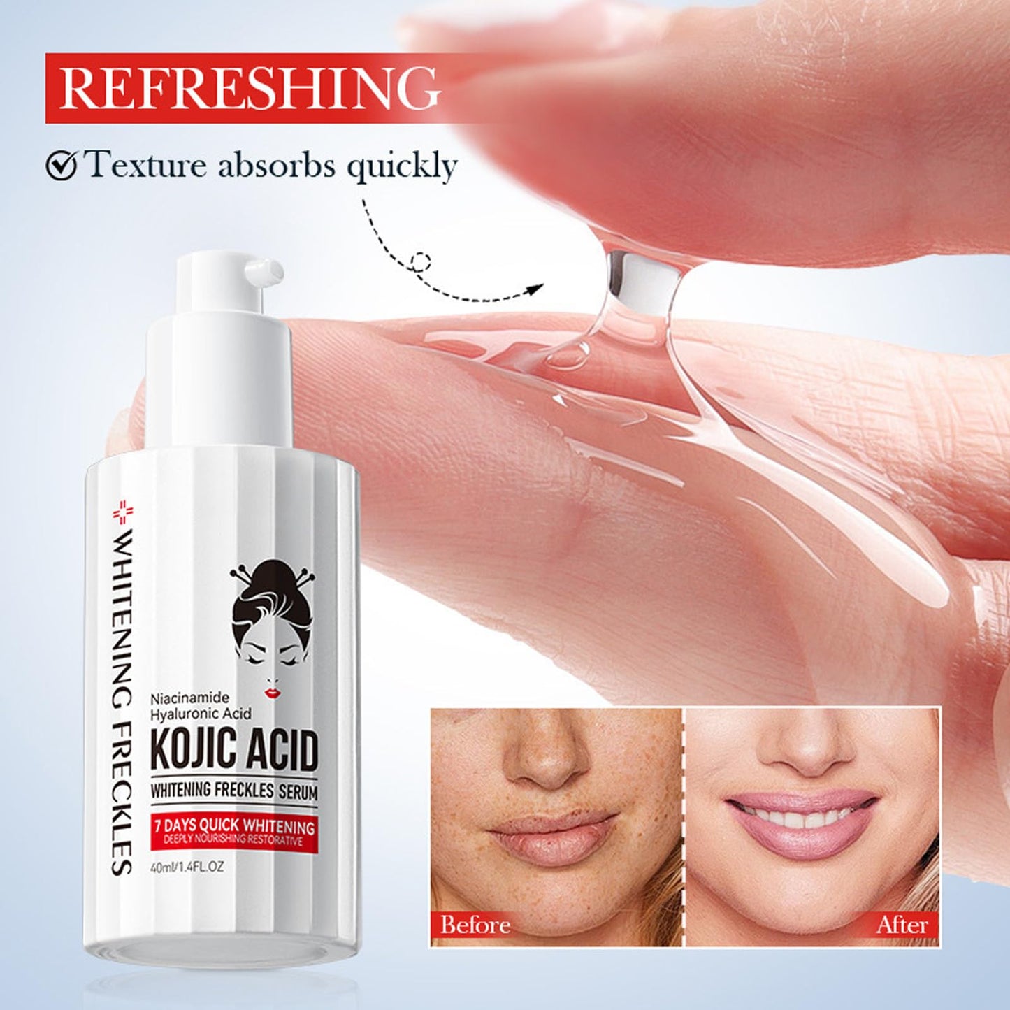 Pothenika Kojic Acid Face Cream Set, Kojic Acid Serum and Skin Lightening Cream, Anti-aging Dark Spot Remover for Face, Hydrating Face Cream Hyaluronic Acid Serum for Dull and Dry Skin(2PCS)