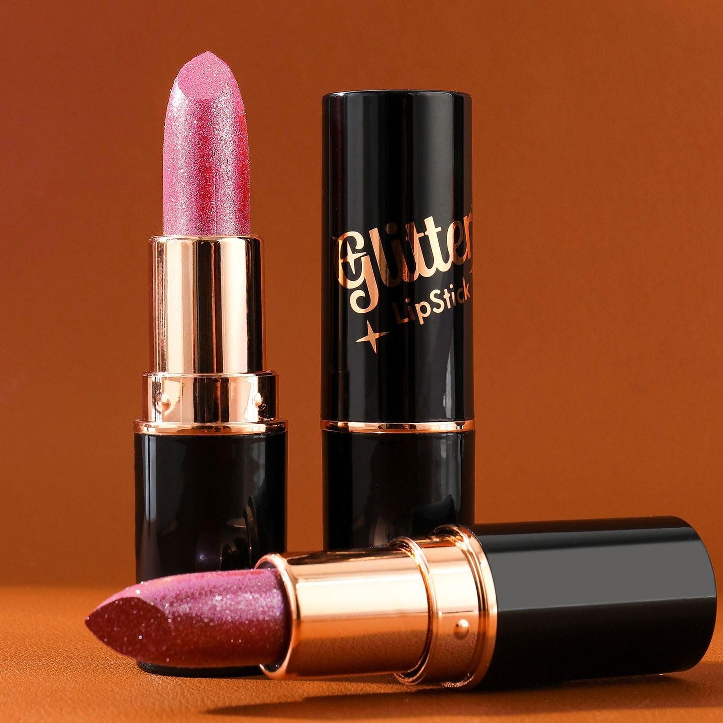 Pearl Pink Lipstick, Shimmering Silver Red Color Lip Balm, Silky Rose Nude colour Lips Stick, Glitter High Pigment Smooth Full Coverage Lipsticks, Pearlescent Longlasting Lipgloss for Women