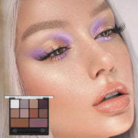 GEEWHILE Eyeshadow Palette Matte Eye Shadow Pallets Long Lasting 10 Eye Shadow Shades Smokey Makeup Highly Pigmented Purple Brown Eyeshadow Makeup Palette,Waterproof Eyeshadow With Dual-Ended Applicator Brush