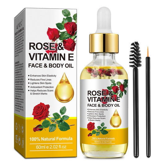 Tamiodfo Rose Vitamin E Oil,Rose Vitamin E Hydrating Oil for Skin Anti-Aging Hydration Nurtures,Enhances Skin Elasticity and Radiance, Lightens Skin Spots, Reduces Fine Lines, Scars & Stretch Marks